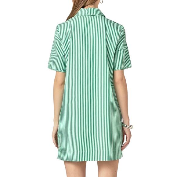 English Factory Green Striped Binded Wide Sleeve Mini Shirt Dress Size Medium - Picture 10 of 14